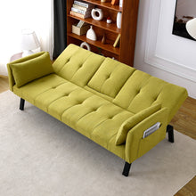Load image into Gallery viewer, Sofa Bed With Foldable Design And Cup Holder - Green