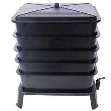 Load image into Gallery viewer, Eco Friendly 5 Layer Worm Compost Bin With 50L Capacity, Easy Setup Plastic Worm Farm Kit - Black