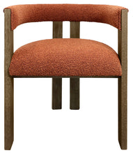 Load image into Gallery viewer, Upholstered Boucle Open Back Dining Arm Chair - Burnt Orange