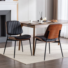 Load image into Gallery viewer, Dining Chairs (Set of 2) Mid-Century Modern Retro Chair With Walnut Bentwood Back Upholstered Seat Metal Legs Adjustable Foot For Kitchen Dining Room Chairs