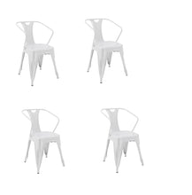 Load image into Gallery viewer, Metal Partially Open Back Dining Arm Chairs (Set of 4) - White