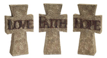 Load image into Gallery viewer, Cross Statue Tabletop Sculpture (Set of 3) - Gray