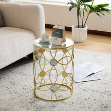 Load image into Gallery viewer, Modern Side Table With Mirror Top And Metal Frame - Gold / Clear
