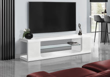 Load image into Gallery viewer, TV Stand, Console, Media Entertainment Center, Storage Shelves, Glossy Contemporary & Modern - White