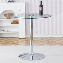 Load image into Gallery viewer, Modern Minimalist Circular Glass Dining Table With Electroplated Metal Legs 35" Diameter - Transparent