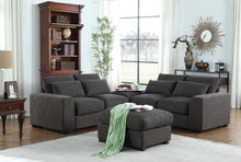 Load image into Gallery viewer, Tatman - Linen Blend Sectional With 2 Ottomans - Dark Gray