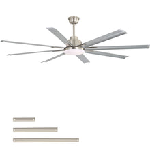 Load image into Gallery viewer, DC Motor Ceiling Fan With Dimmable Light And 8 Blade Aluminum Blades - Nickel