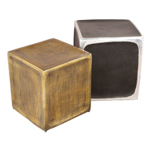 Load image into Gallery viewer, Antiqued Aluminum Square Block End Tables (Set of 2) - Brass