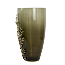 Load image into Gallery viewer, Branch Patterned Table Vase - Dark Olive Green / Gold