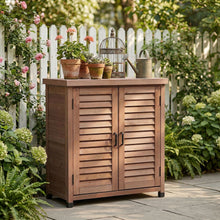 Load image into Gallery viewer, Potting Bench With Storage Cabinet And Metal Table Top For Outdoor