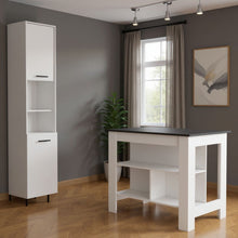 Load image into Gallery viewer, 41" Wood Kitchen Island Set With Storage - Gray / White