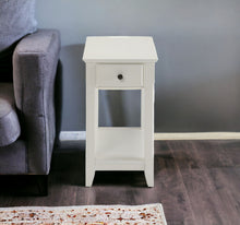 Load image into Gallery viewer, Solid And Manufactured Wood End Table With Drawer And Shelf - White