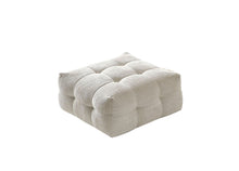 Load image into Gallery viewer, Chenille Tufted Pouf Ottoman - Beige / Black