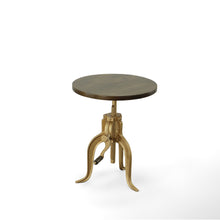 Load image into Gallery viewer, Solid Wood And Iron Height Adjustable Round End Table - Brass
