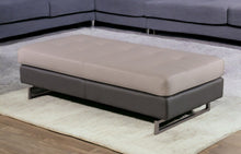 Load image into Gallery viewer, Faux Leather Ottoman - Taupe / Silver