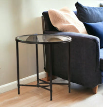 Load image into Gallery viewer, Glass Oval End Table - Clear / Black
