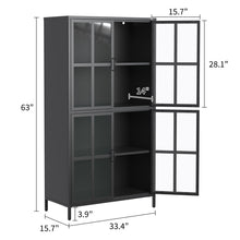Load image into Gallery viewer, Premium Metal Storage Cabinet With Tempered Glass Doors, Adjustable Shelves, And Anti Tipping Device - Black