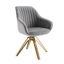 Load image into Gallery viewer, Velvet And Gold Swivel Arm Chair 23" - Gray