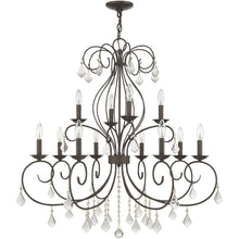 Load image into Gallery viewer, Twelve Light Metal Dimmable Chandelier With Shades - Bronze / Clear