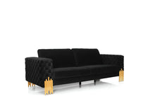 Load image into Gallery viewer, Velvet Sofa & Gold Legs - Black