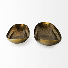 Load image into Gallery viewer, Hammered Boat Shaped Decorative Bowls (Set of 2) - Gold