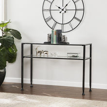 Load image into Gallery viewer, Glass Distressed Console Table With Storage - Clear / Black / Silver