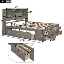 Load image into Gallery viewer, Platform Bed With Storage Headboard And 8 Drawers