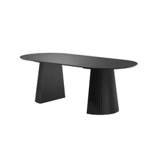 Load image into Gallery viewer, 79" Wood Double Pedestal Base Oval Dining Room Table - Black