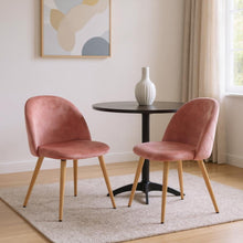 Load image into Gallery viewer, Velvet Metal Dining Side Chairs (Set of 2) - Rose / Oak