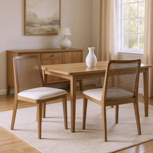 Load image into Gallery viewer, Upholstered Fabric Cross Back Side Chairs (Set of 2) - Cream