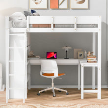 Load image into Gallery viewer, Modern Loft Bed With Desk And Shelves