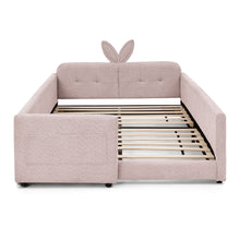 Load image into Gallery viewer, Cute Rabbit Ear Upholstered Platform Bed Frame With Safety Rail