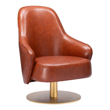 Load image into Gallery viewer, Faux Leather Swivel Arm Chair - Brown And Gold