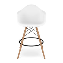 Load image into Gallery viewer, Heavy Duty Plastic And Solid Wood Low Back Counter Height Bar Chair - White And Brown