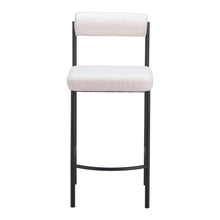 Load image into Gallery viewer, 26" Faux Shearling And Steel Low Back Counter Height Bar Chairs (Set of 2) - Ivory / Black