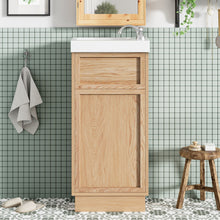 Load image into Gallery viewer, 15.75" Bathroom Vanity With Reversible Resin Sink And Cabinet - Wood