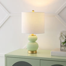 Load image into Gallery viewer, Gourd Table Lamp LED With Drum Shade - Green