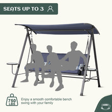 Load image into Gallery viewer, Steel 3 Seater Swing Porch Swing With Canopy - Blue