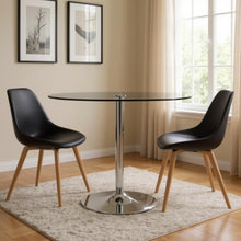 Load image into Gallery viewer, 42" Glass And Metal Pedestal Base Round Top Dining Table - Clear