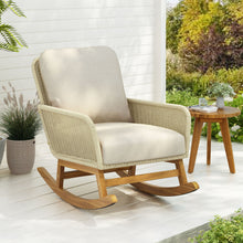 Load image into Gallery viewer, Contemporary Minimalist Wicker Rocking Chair With Soft Polyester Cushions