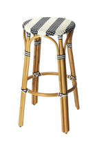 Load image into Gallery viewer, Natural Rattan Backless Bar Height Bar Chair - Blue / White