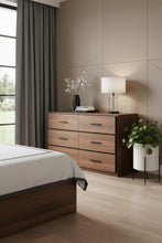 Load image into Gallery viewer, Wood Six Drawer Dresser - Walnut