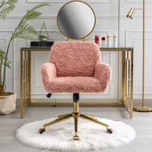 Load image into Gallery viewer, Office Chair, Artificial Rabbit Hair Home Office Chair With Metal Base, Adjustable Desk Chair Swivel Office Chair, Vanity Chair