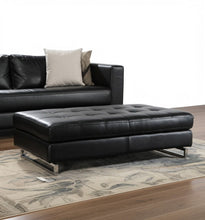 Load image into Gallery viewer, Faux Leather Ottoman - Black / Silver