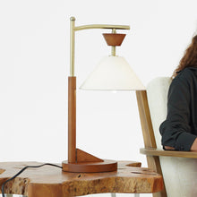 Load image into Gallery viewer, Nightstand Desk Lamp With Cone Shade For Eye Protection - Brown