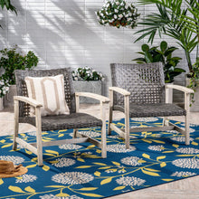 Load image into Gallery viewer, Outdoor Club Chair With Rattan Cover And Acacia Wood Frame - Gray