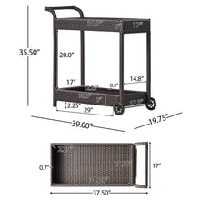 Load image into Gallery viewer, Resin Wicker Bar Cart With Metal Frame - Brown