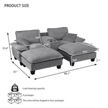 Load image into Gallery viewer, Modular Cloud Couch Sofa With Cup Holders & Storage, USB Port