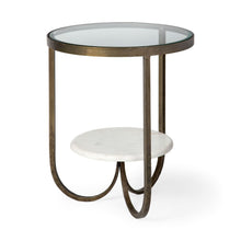 Load image into Gallery viewer, Glass Round End Table - Bronze / White