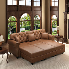 Load image into Gallery viewer, Upholstered Sofa With Nailhead Trim, Rolled Armrests With Ottoman